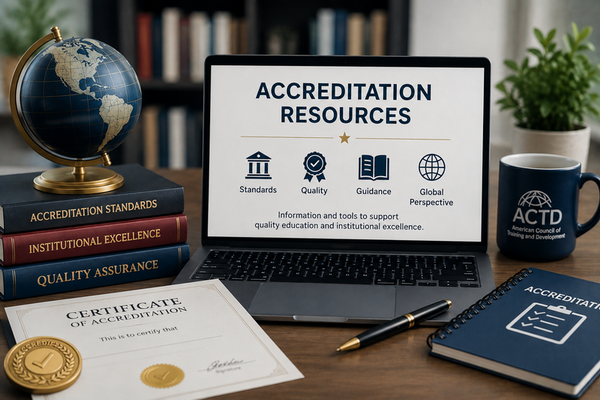 Educational resources with books, an open journal, globe, magnifying glass, laptop, and study materials on a professional desk.
